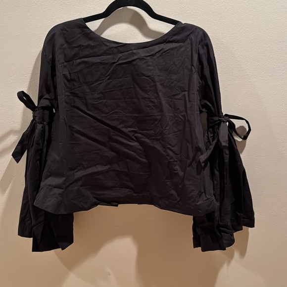 free People So Obviously Yours Tie Bell Sleeves Black Medium - Picture 3 of 6